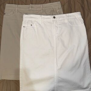 NYDJ Cream and White Denim Skirts